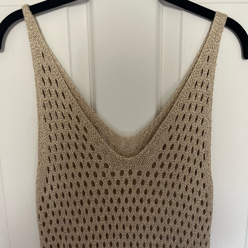Gold Knit Dress with Scoop Neck